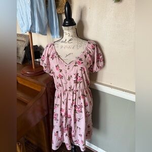 Pink Ruched Smocked Midi Sundress NWT